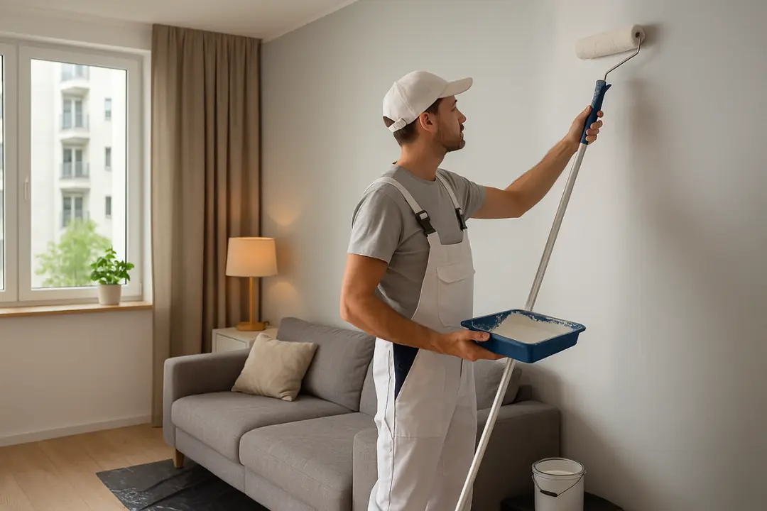 Profesyonel boya ve sıva uygulaması yapılan oturma odası